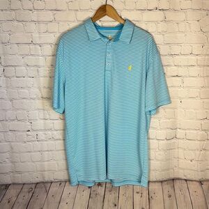 Johnnie O Prep-FormanceStriped Golf Polo Shirt Blue White Size XL Short Sleeve